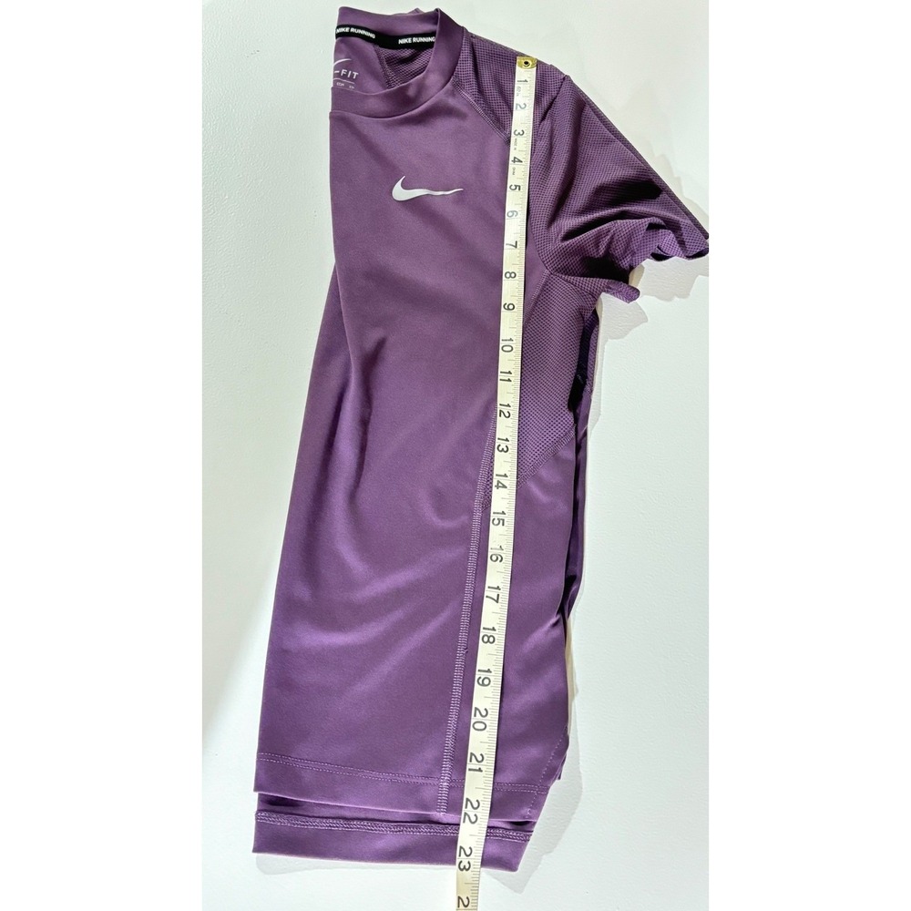 Nike Running Dri-FIT Short Sleeve Top Purple Women XS/S Reflective Mesh Panels - Picture 7 of 10